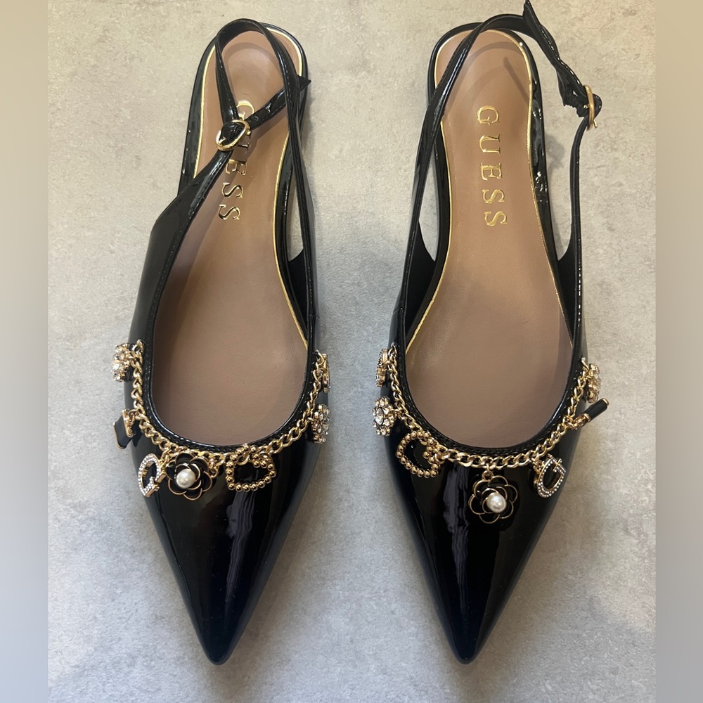 GUESS Black Daisee Flat Slingback